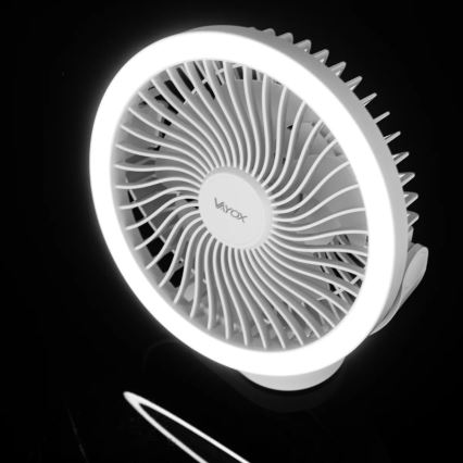 LED Uppladdningsbar bordfläkt med LED-belysning LED/3W/5V USB 2400 mAh vit