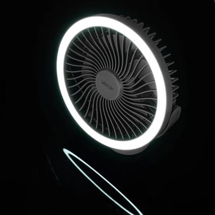 LED Uppladdningsbar bordfläkt med LED-belysning LED/3W/5V USB 2400 mAh grå