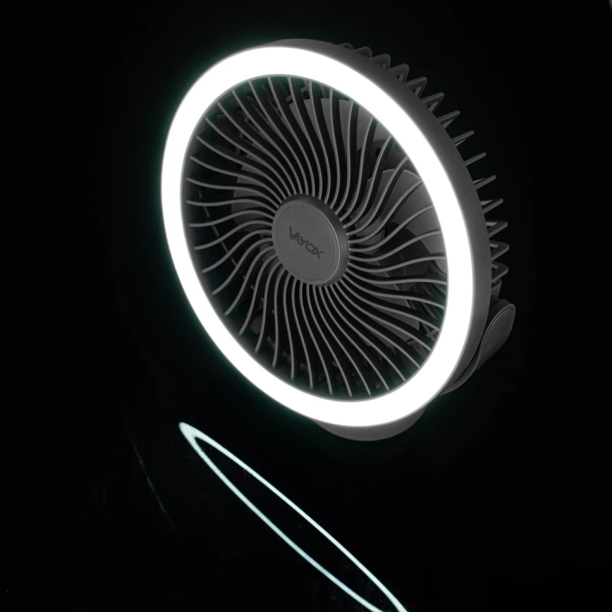 LED Uppladdningsbar bordfläkt med LED-belysning LED/3W/5V USB 2400 mAh grå