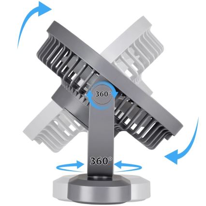 LED Uppladdningsbar bordfläkt med LED-belysning LED/3W/5V USB 2400 mAh grå