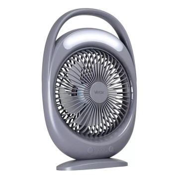 LED uppladdningsbar bordsfläkt med LED-belysning LED/2,8W/5V USB 2400 mAh grå