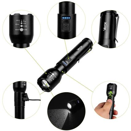 LED Dimbart uppladdningsbart ficklampa LED/20W/5V IPX4 800 lm 2000 mAh