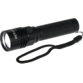 LED uppladdningsbar ficklampa i aluminium, 3W LED, 2000 mAh, IPX4, svart