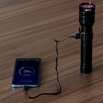 LED Dimbar uppladdningsbar ficklampa med strömbank funktion LED/30W/5V IPX5 1060 glansig 5000 mAh