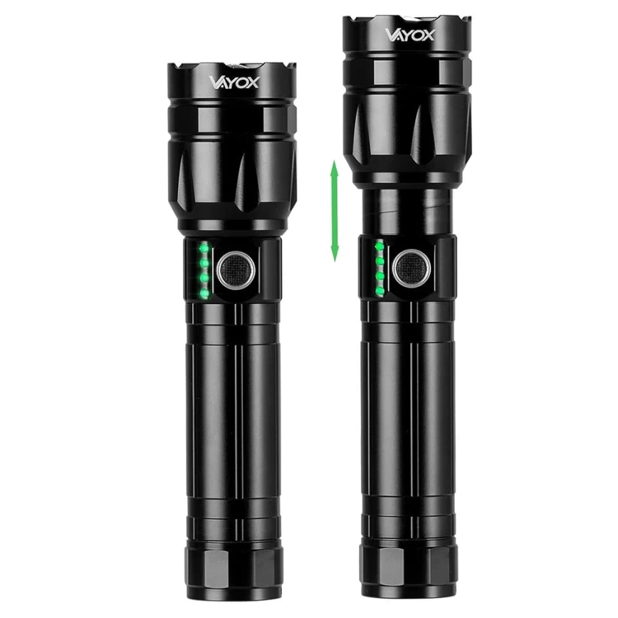 LED Dimbar uppladdningsbar ficklampa med strömbank funktion LED/30W/5V IPX5 1060 glansig 5000 mAh