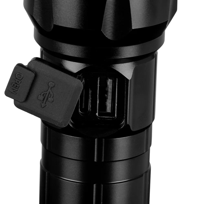 LED Dimbar uppladdningsbar ficklampa med strömbank funktion LED/30W/5V IPX5 1060 glansig 5000 mAh