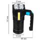 LED Ljusreglerad rechargeable flashlight LED/5V IPX4 250 lm 4 h 1200 mAh