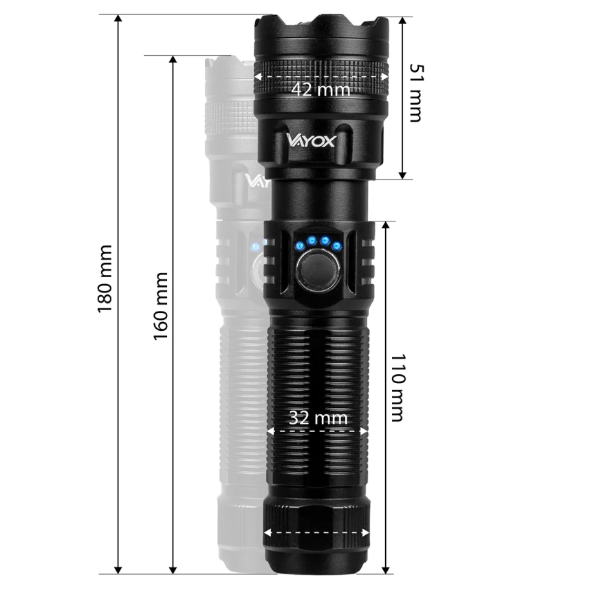 LED Dimbart uppladdningsbart ficklampa med powerbankfunktion LED/10W/5V IPX4 600 lm 2000 mAh