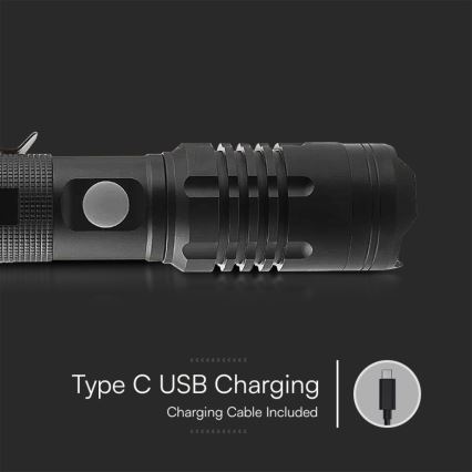 LED Uppladdningsbar ficklampa USB LED/10W/5V IP54 2000 mAh 1000 lm