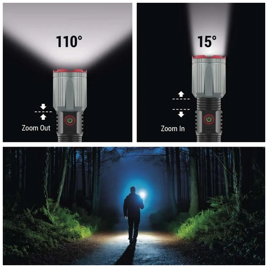 LED uppladdningsbar metallficklampa LED/5V 3000 lm 5000 mAh IP43