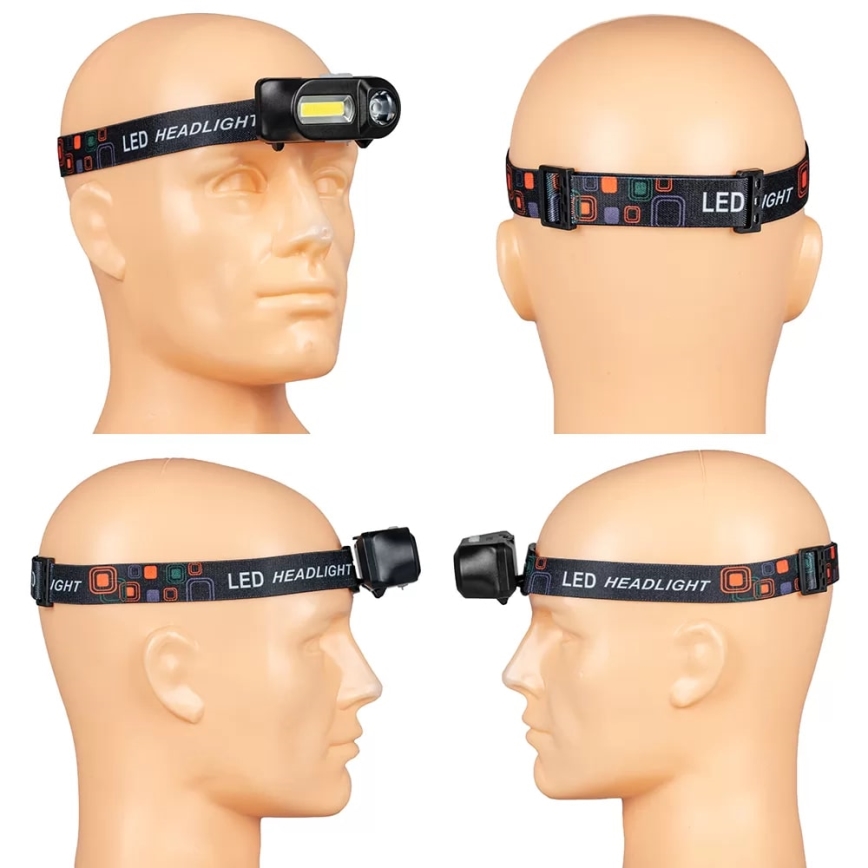 LED Dimbart uppladdningsbart pannlampa 2xLED/5V IP44 210 lm 2000 mAh