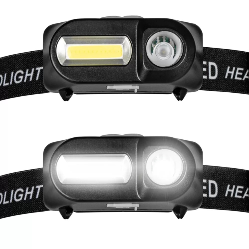 LED Dimbart uppladdningsbart pannlampa 2xLED/5V IP44 210 lm 2000 mAh