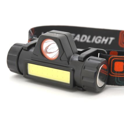 LED Uppladdningsbar pannlampa LED/1200mAh svart/röd