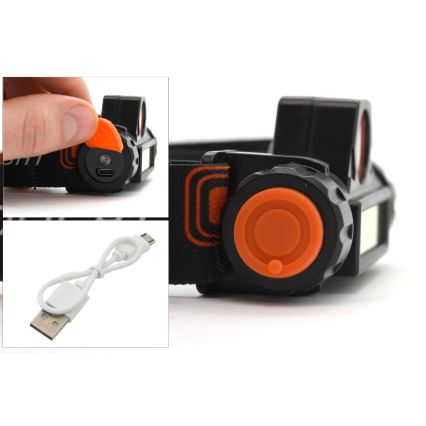 LED Uppladdningsbar pannlampa LED/1200mAh svart/röd