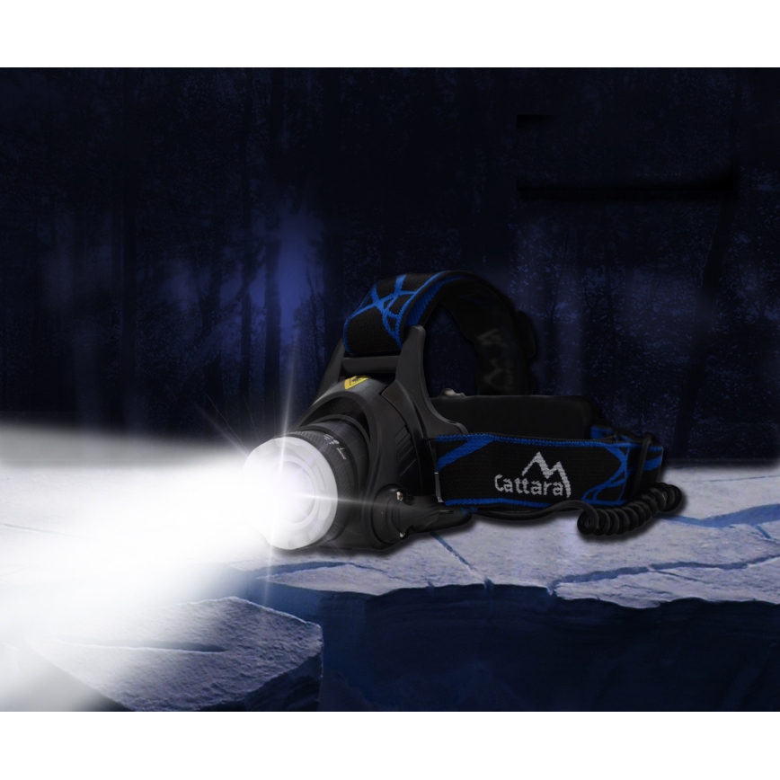 LED Uppladdningsbar pannlampa LED/6W/7,4V 5600 mAh IP44 svart/blå