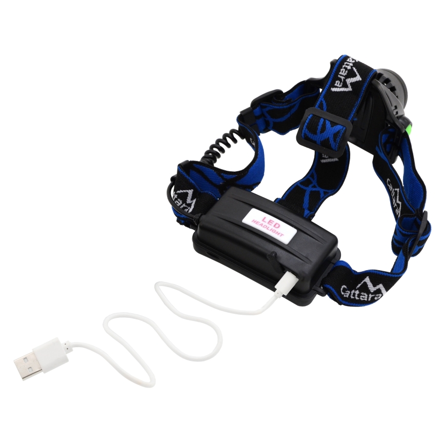 LED Uppladdningsbar pannlampa LED/6W/7,4V 5600 mAh IP44 svart/blå