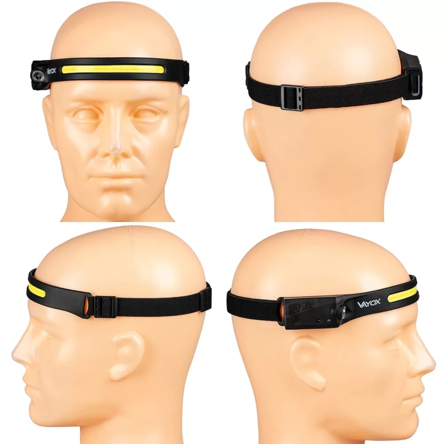 LED Dimbart uppladdningsbart pannlampa med sensor 2xLED/5V IP44 350 lm 1200 mAh