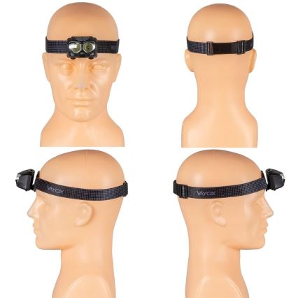 LED Dimbart uppladdningsbart pannlampa med sensor och rött ljus 2xLED/5W/5V/3xAAA IP65 500 lm 1200 mAh