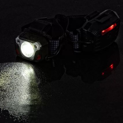 LED uppladdningsbar pannlampa med dimmer, sensor, powerbankfunktion och rött ljus LED/10W/5V IP44 1200 lm 4000 mAh