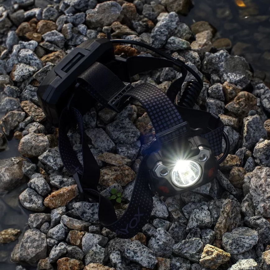 LED uppladdningsbar pannlampa med dimmer, sensor, powerbankfunktion och rött ljus LED/10W/5V IP44 1200 lm 4000 mAh