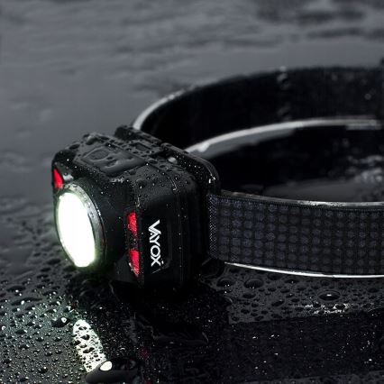 LED Ljusreglerad uppladdningsbar pannlampa med sensor och rött ljus LED/15W/5V IP66 430 glansig 1800 mAh