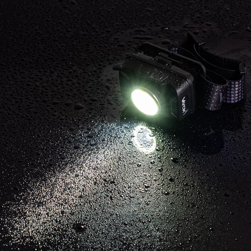 LED Ljusreglerad uppladdningsbar pannlampa med sensor och rött ljus LED/15W/5V IP66 430 glansig 1800 mAh