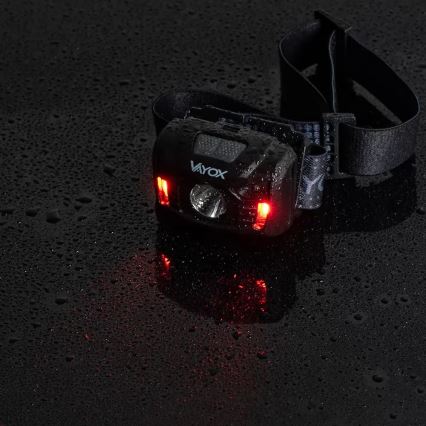 LED Ljusreglerad uppladdningsbar pannlampa med sensor och rött ljus LED/3W/5V IP66 100 glansig 1200 mAh