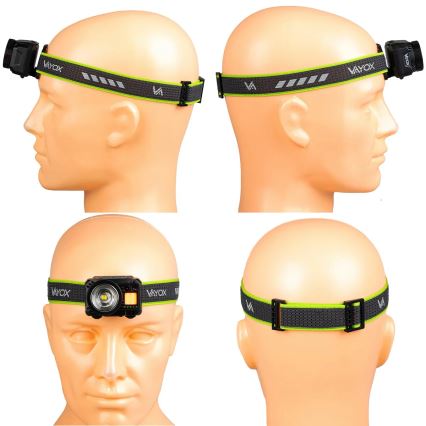 LED-dimbar uppladdningsbar pannlampa med sensor och rött ljus LED/6W/5V/3xAAA IP66 500 lm 1200 mAh