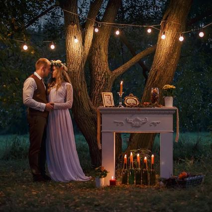 LED Utomhus dekorationskedja 10xE27/1W/230V 10 m IP65 svart