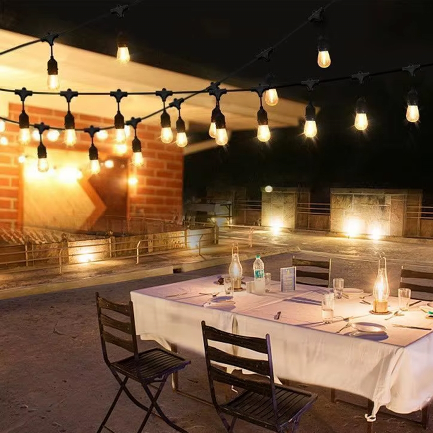 LED Utomhus dekorationskedja 20xE27/1W/230V 10 m IP65 svart