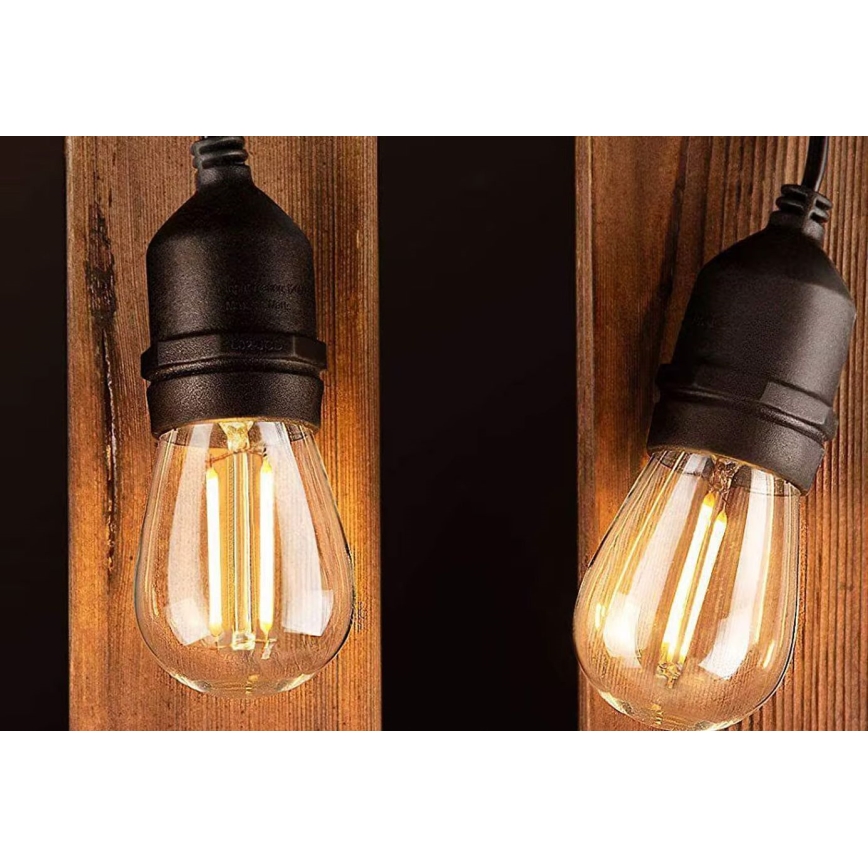 LED Utomhus dekorationskedja 20xE27/1W/230V 10 m IP65 svart