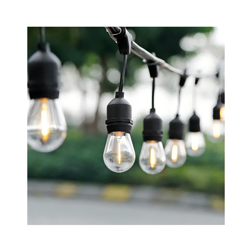 LED Utomhus dekorationskedja 20xE27/1W/230V 20 m IP65 svart