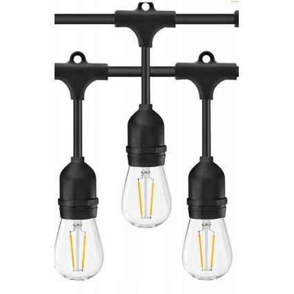 LED Utomhus dekorationskedja 20xE27/1W/230V 20 m IP65 svart