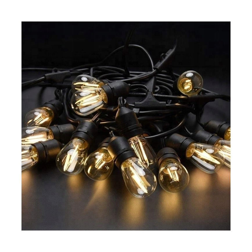 LED utomhus dekorationsljusslinga 20xE27/1W/230V 11,44 m IP44 svart