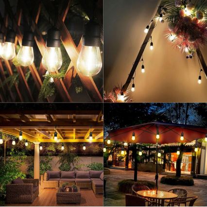 LED utomhus dekorationsslinga 15xE27/1W/230V 15,94 m IP44 svart