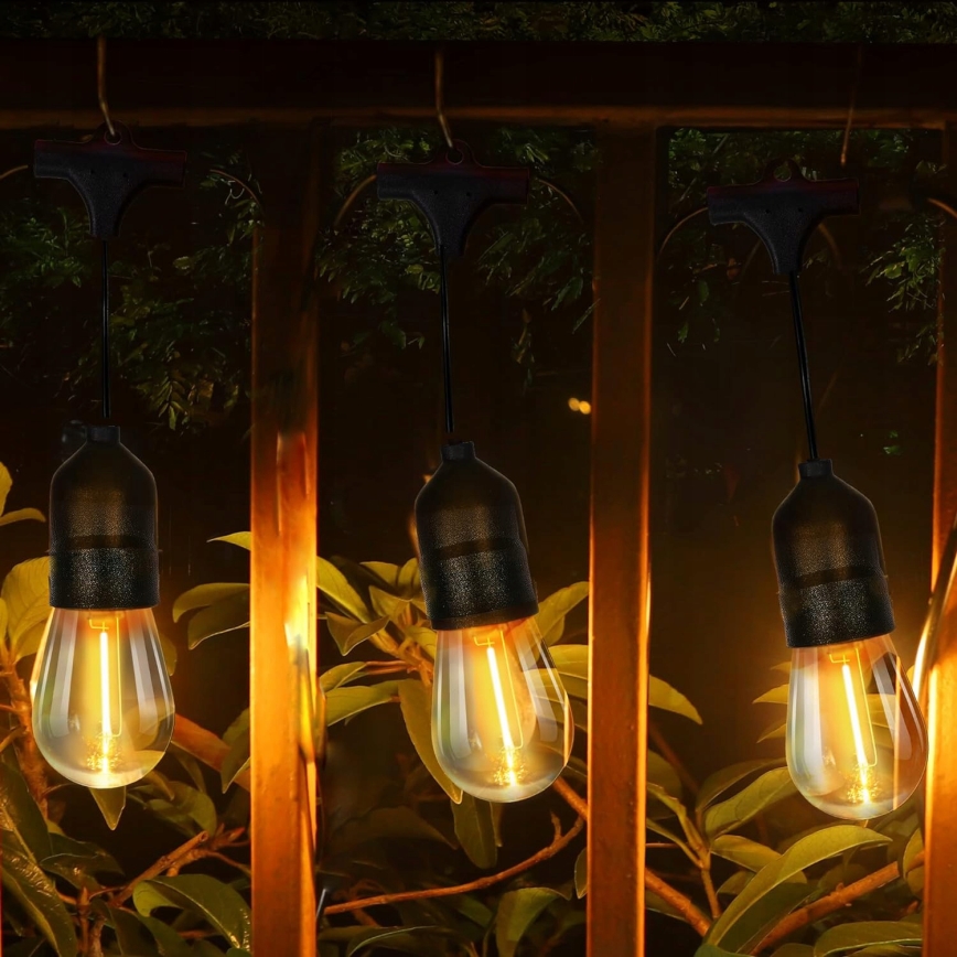 LED utomhus dekorationsslinga 15xE27/1W/230V 15,94 m IP44 svart