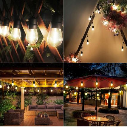 LED utomhus dekorationsslinga 30xE27/1W/230V 16,44 m IP44 svart