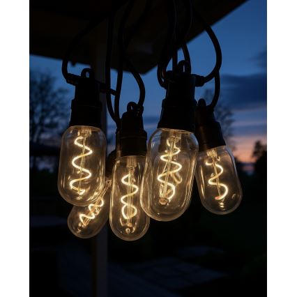 LED utomhus dekorationsslinga 6x LED/0,6 W/230 V 4,5 m IP44 svart