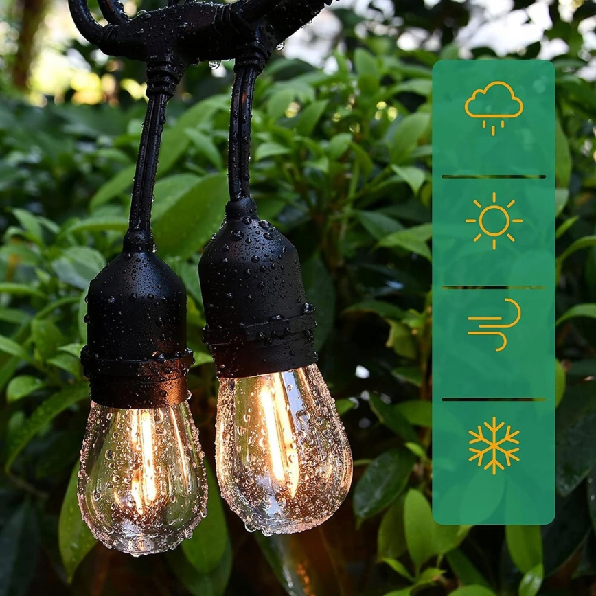 LED utomhus dekorativ ljusslinga 10xE27/1W/230V 10,94 m IP44 svart