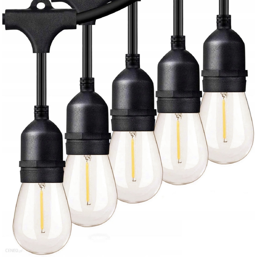 LED utomhus dekorativ ljusslinga 10xE27/1W/230V 10,94 m IP44 svart