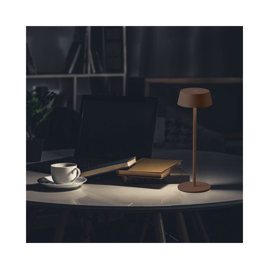 LED Utomhus dimbar touchuppladdningsbar bordslampa LED/2W/5V 4400 mAh IP54 brun