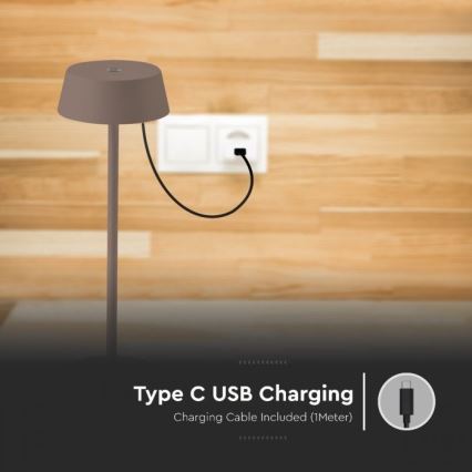 LED Utomhus dimbar touchuppladdningsbar bordslampa LED/2W/5V 4400 mAh IP54 brun