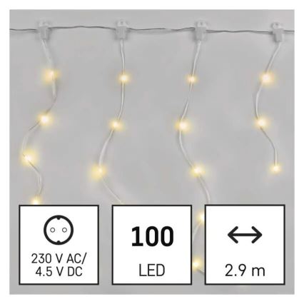 LED Utomhus julbelysning 100xLED/8 funktioner 7,9x0,7m IP44 varmvit