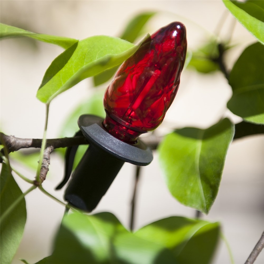 LED utomhusslinga för jul CONE FILAMENT 20xE10 19m, flerfärgad/varmvit, IP44, Tillverkad i Tjeckien