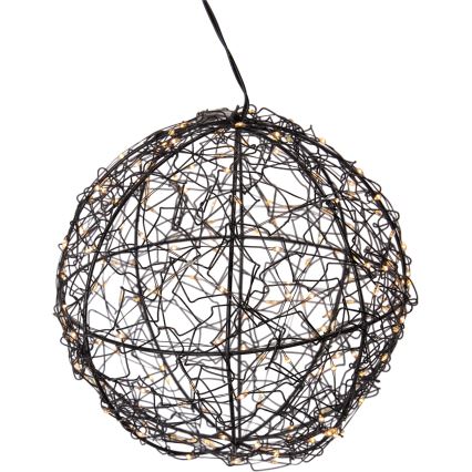 LED utomhus juldekoration 200xLED/230V Ø 18 cm IP44 varmvit ljus kula/svart