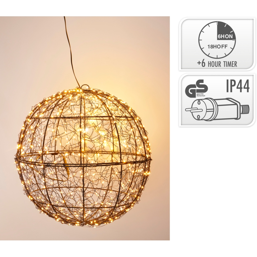 LED utomhus juldekoration 500xLED/230V pr. 35 cm IP44 varmvit kula/svart