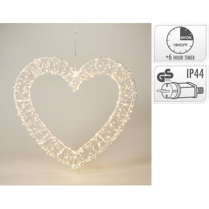 LED utomhus juldekoration 720xLED/6W/230V 46 cm IP44 varmvit hjärta/vit