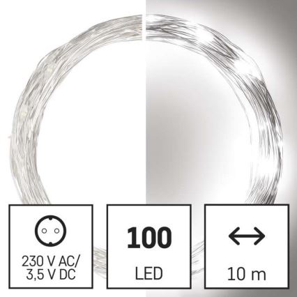 LED utomhus julkedja  100xLED/15m IP44 kall vit 