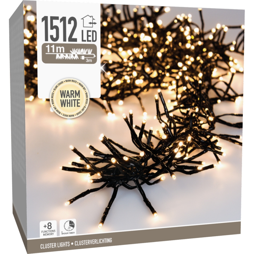 LED utomhus julljusslinga 1512xLED/230V/8 funktioner 14 m IP44 varmvit