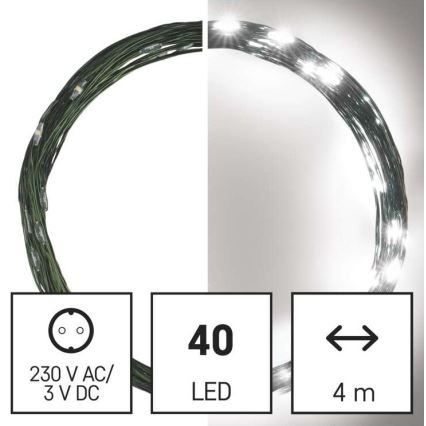 LED utomhus julkedja  40xLED/9m IP44 kall vit 